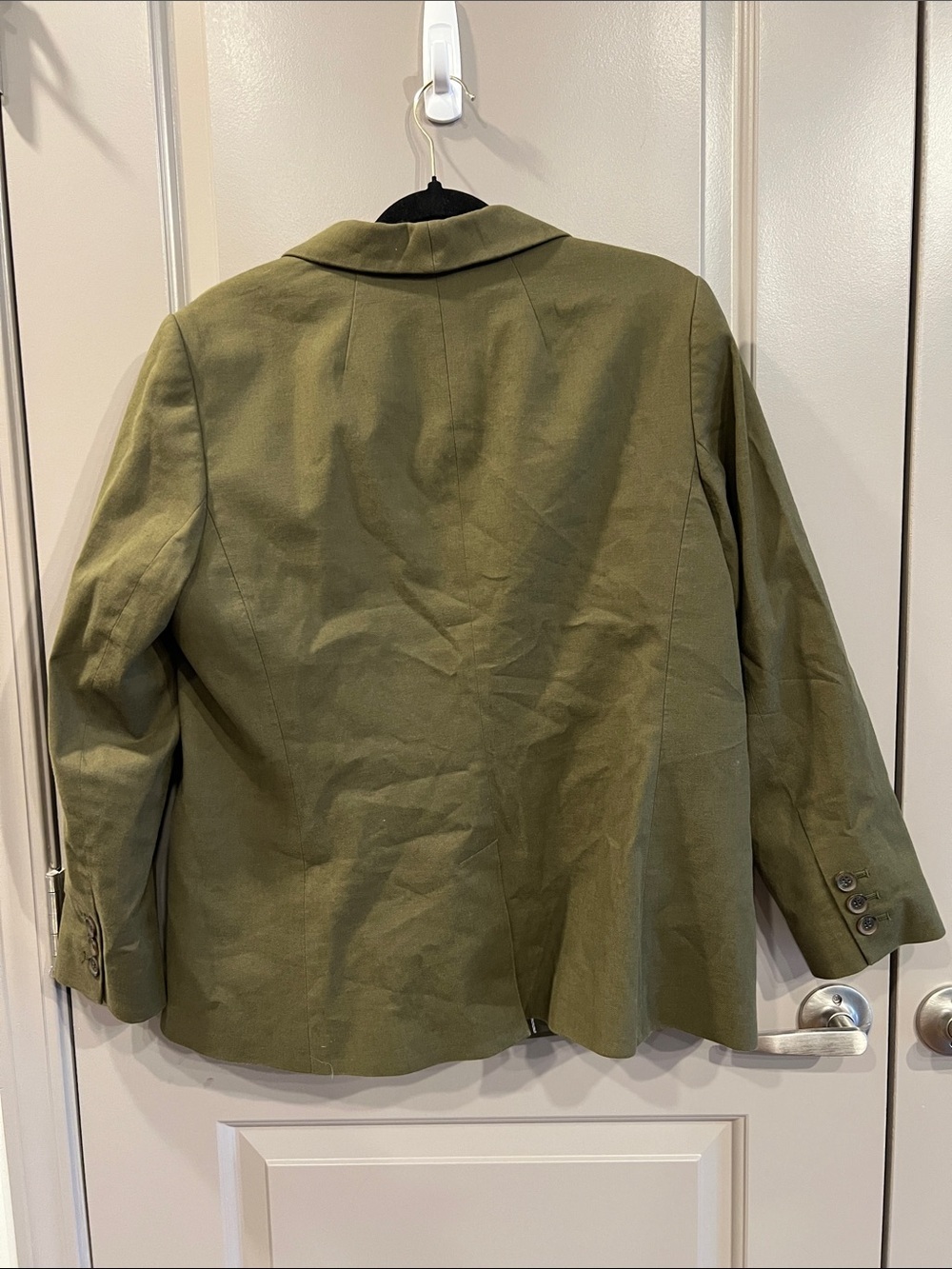 Talbots Olive Green Shawl Collar Blazer Linen Cotton Petite - Picture 9 of 11